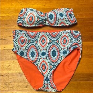 Aerie Bright Orange And Blue Bikini Set